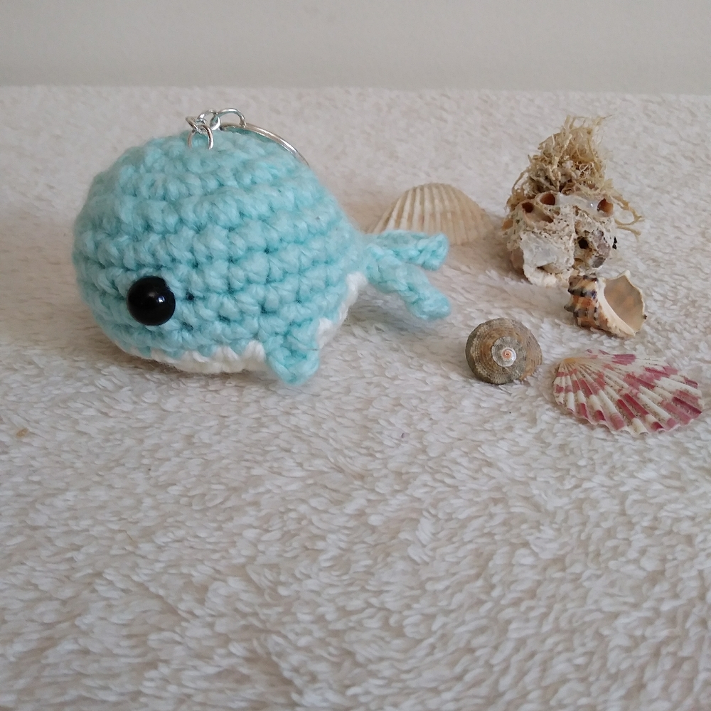 Amigurumi Crochet Little Whale. Keychain. Charm